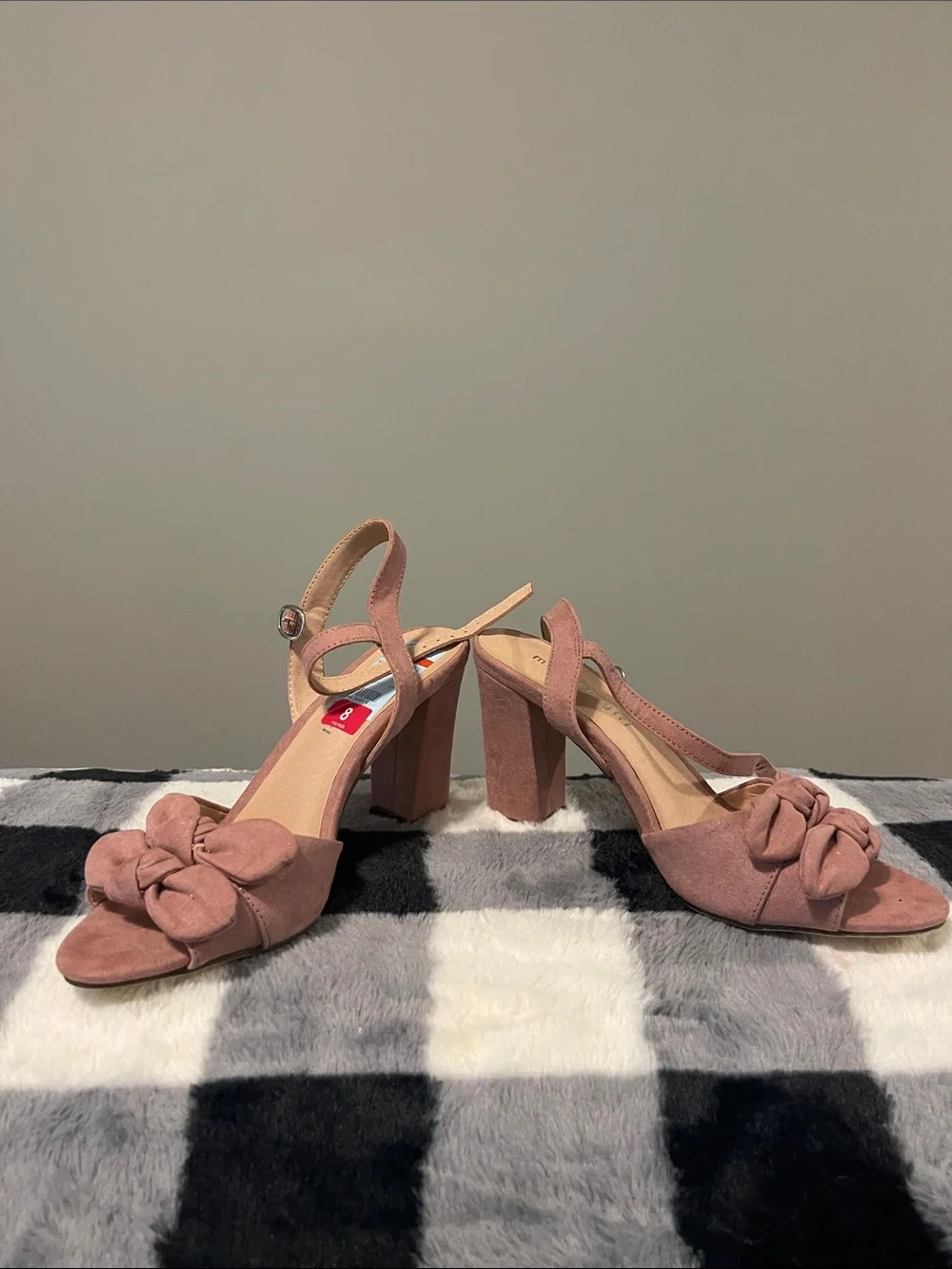 Madden Girl Dusty Rose Suede Knot Block Heel Sandals - Picture 4 of 5